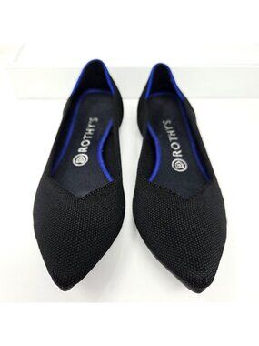Rothy’s Point Flats Black Womens 7.5 Knit Pointed Toe Slip On Casual Ballet